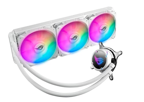 ASUS ROG Strix LC 360 RGB White Edition All-in-one Liquid CPU Cooler with Aura Sync RGB, and Triple ROG 120mm addressable RGB Radiator Fans