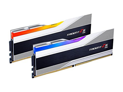 G.SKILL Trident Z5 RGB Series (Intel XMP 3.0) DDR5 RAM 32GB (2x16GB) 6400MT/s CL32-39-39-102 1.40V Desktop Computer Memory UDIMM - Metallic Silver (F5-6400J3239G16GA2-TZ5RS)