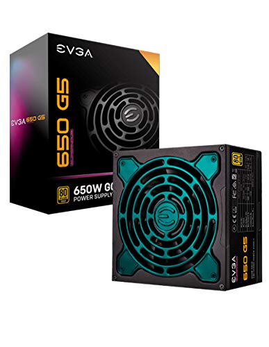 EVGA 650 G5, 80 Plus Gold 650W, Fully Modular, ECO Mode with Fdb Fan, 100% Japanese Capacitors, 10 Year Warranty, Compact 150mm Size, Power Supply 220-G5-0650-X1