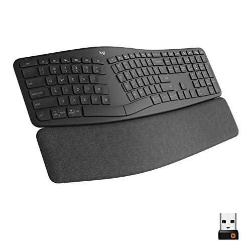 Logitech ERGO K860 Wireless Ergonomic Keyboard - Split Keyboard, Wrist Rest, Natural Typing, Stain-Resistant Fabric, Bluetooth and USB Connectivity, Compatible with Windows/Mac,Black