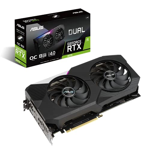 Asus Dual NVIDIA GeForce RTX 3070 V2 OC Edition Gaming Graphics Card (PCIe 4.0, 8GB GDDR6 Memory, LHR, HDMI 2.1, DisplayPort 1.4a, Axial-tech Fan Design, Dual BIOS, Protective Backplate)