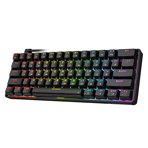 Punkston TH61 60% Mechanical Gaming Keyboard,RGB Backlit Wired Ultra-Compact Mini Mechanical Keyboard Full Keys Programmable Black (Optical Blue Switch)