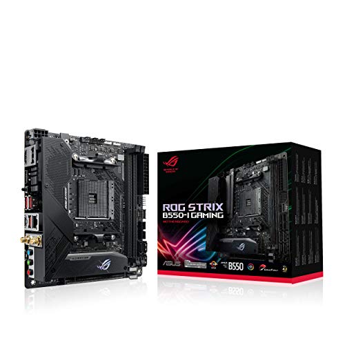 ASUS ROG Strix B550-I Gaming AMD AM4 (3rd Gen Ryzen™) Mini-ITX SFF Gaming Motherboard (PCIe 4.0, WiFi 6, 2.5Gb LAN, DDR4 5100+ (O.C.), Front USB 3.2 Gen 2 Type-C, Addressable Gen 2 RGB and Aura Sync)