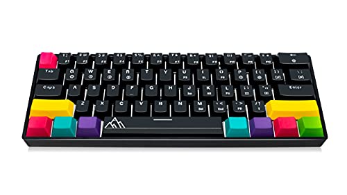 ASCENY GK61 - Hot-Swappable 60% Mechanical Keyboard with Extra Colorful Keycaps, RGB Lights, Spill Proof, Optical Switches (Gateron Blue)