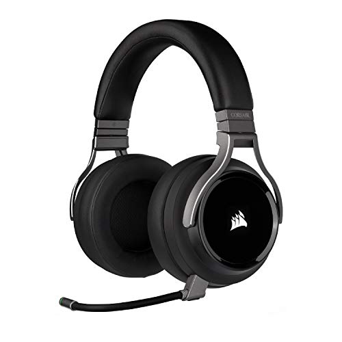 Corsair Virtuoso RGB Wireless Gaming Headset - High-Fidelity 7.1 Surround Sound w/Broadcast Quality Microphone - Memory Foam Earcups - 20 Hour Battery Life - Works with PC, PS4 – Carbon, Premium,Black