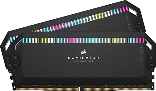 CORSAIR DOMINATOR PLATINUM RGB DDR5 RAM 32GB (2x16GB) 5600MHz CL36 Intel XMP iCUE Compatible Computer Memory - Black (CMT32GX5M2B5600C36)