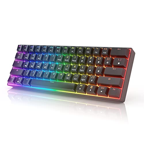 HK GAMING GK61 Mechanical Gaming Keyboard - 61 Keys Multi Color RGB Illuminated LED Backlit Wired Programmable for PC/Mac Gamer Tactile (Gateron Optical Brown)