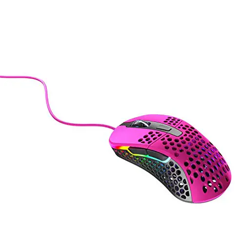 XTRFY M4 RGB Ultra-Light Gaming Mouse, Unique Right-Handed Design, Pixart 3389 Sensor, EZcord® - Pink