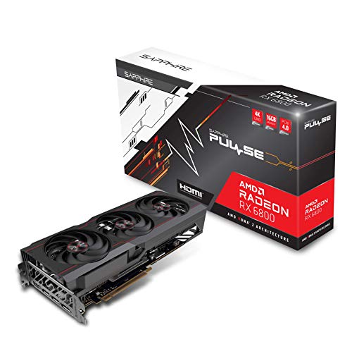 Sapphire 11305-02-20G Pulse AMD Radeon RX 6800 PCIe 4.0 Gaming Graphics Card with 16GB GDDR6 Pack of 1,Black