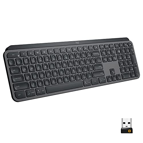 Logitech MX Keys Advanced Wireless Illuminated Keyboard, Tactile Typing, Bluetooth USB-C, Apple macOS, Microsoft Windows, Linux, iOS, Android - Graphite - With Free Adobe Creative Cloud Subscription