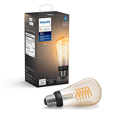 Philips Hue White Dimmable Filament ST19 LED Smart Vintage Edison Bulb, Bluetooth & Hub Compatible (Hue Hub Optional), Voice Activated with Alexa