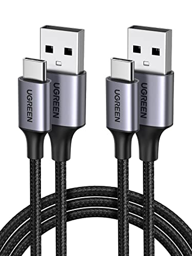UGREEN USB-C to USB A Cable Charger Type C Fast Charging Braided 2 Pack Compatible for Samsung Galaxy S21 S20 Z Flip Z Fold Note 20,iPad Mini 6 Air 4, PS5 Controller, LG V60 (6FT)