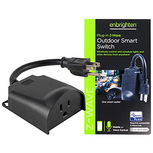 Enbrighten 14298 Z-Wave Plus Plug-In Outdoor Smart Switch, Gen5, Black