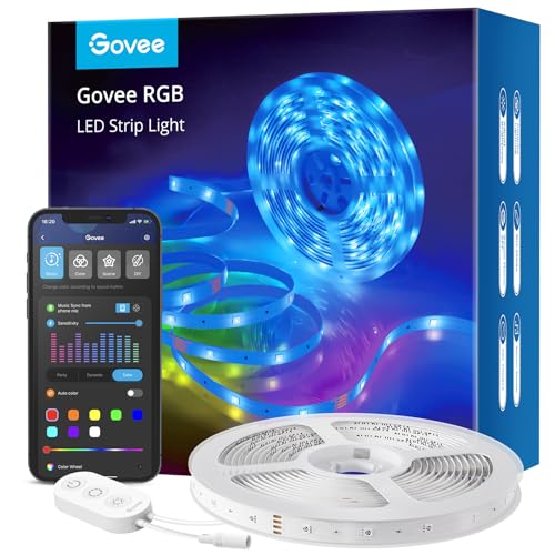Govee Smart LED Strip Lights, 16.4ft WiFi LED Strip Lighting Work with Alexa and Google Assistant, 16 Million Colors with App Control and Music Sync LED Lights for Bedroom, Mothers Day Decorations