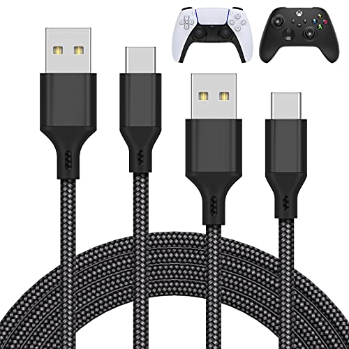 MENEEA 2 Pack 10FT Charger Charging Cable for PS5 Controller/for Xbox Series X/for Xbox Series S Controller, Replacement USB C Cord Nylon Braided Type-C Ports Accessories Kit for Nintendo Switch