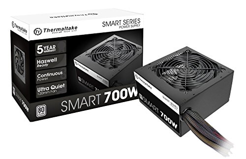 Thermaltake Smart 700W 80+ White Certified PSU, Continuous Power with 120mm Ultra Quiet Fan, ATX 12V V2.3/EPS 12V Active PFC Power Supply PS-SPD-0700NPCWUS-W