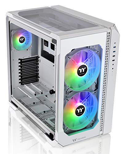 Thermaltake View 51 Snow Motherboard Sync ARGB E-ATX Full Tower Gaming Computer Case with 2 200mm ARGB 5V Motherboard Sync RGB Fans + 140mm Black Rear Fan Pre-Installed CA-1Q6-00M6WN-00, White
