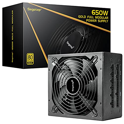Segotep 650W Fully Modular Gaming Power Supply 80 Plus Gold Certified PSU with Silent 140mm Fan