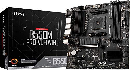 MSI B550M PRO-VDH WiFi ProSeries Motherboard (AMD AM4, DDR4, PCIe 4.0, SATA 6Gb/s, M.2, USB 3.2 Gen 1, Wi-Fi, D-SUB/HDMI/DP, Micro-ATX)
