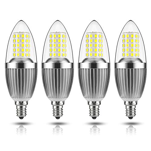 gezee LED Candelabra Bulb, Non-Dimmable, 100 Watt Equivalent, 12W LED Candle Bulbs, Daylight White 6000K, 120V, 1200Lumens, E12 Base, Chandelier Bulbs, Torpedo Shape(4-Pack)