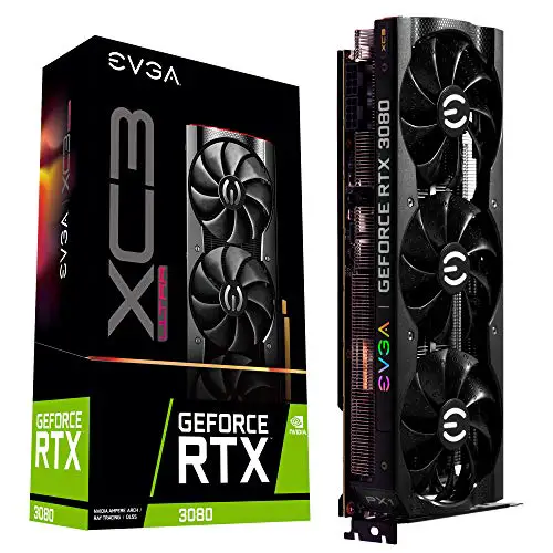 EVGA 10G-P5-3885-KR GeForce RTX 3080 XC3 ULTRA GAMING, 10GB GDDR6X, iCX3 Cooling, ARGB LED, Metal Backplate