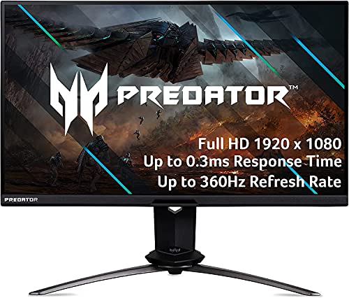 Acer Predator X25 bmiiprzx 24.5' FHD (1920 x 1080) Dual Drive IPS Gaming Monitor | NVIDIA G-SYNC | Up to 360Hz | Up to 0.3ms | 99% sRGB | 400nit | DisplayHDR 400 | Display Port 1.4 & 2 x HDMI 2.0
