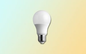 Smart bulb with blue and yellow gradient background