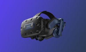 HTC VIVE Pro 2 Virtual Reality Headset with gradient background