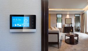 Home automation internet of things smart living room with control panel